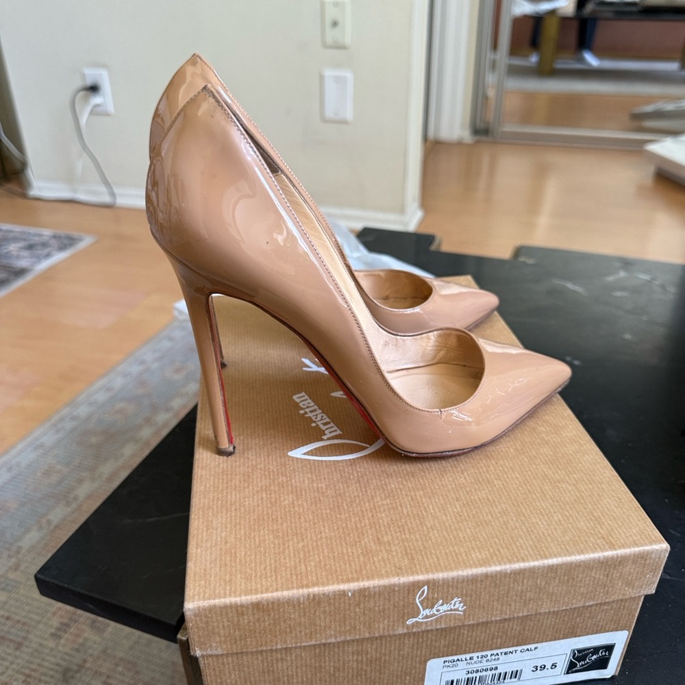 Christian Louboutin Patent Nude Pointed Toe Stiletto Pumps